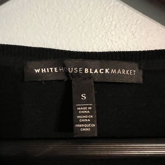 White House Black Market Ribbed Black V-neck Sweater Pullover Sz S - Picture 13 of 14